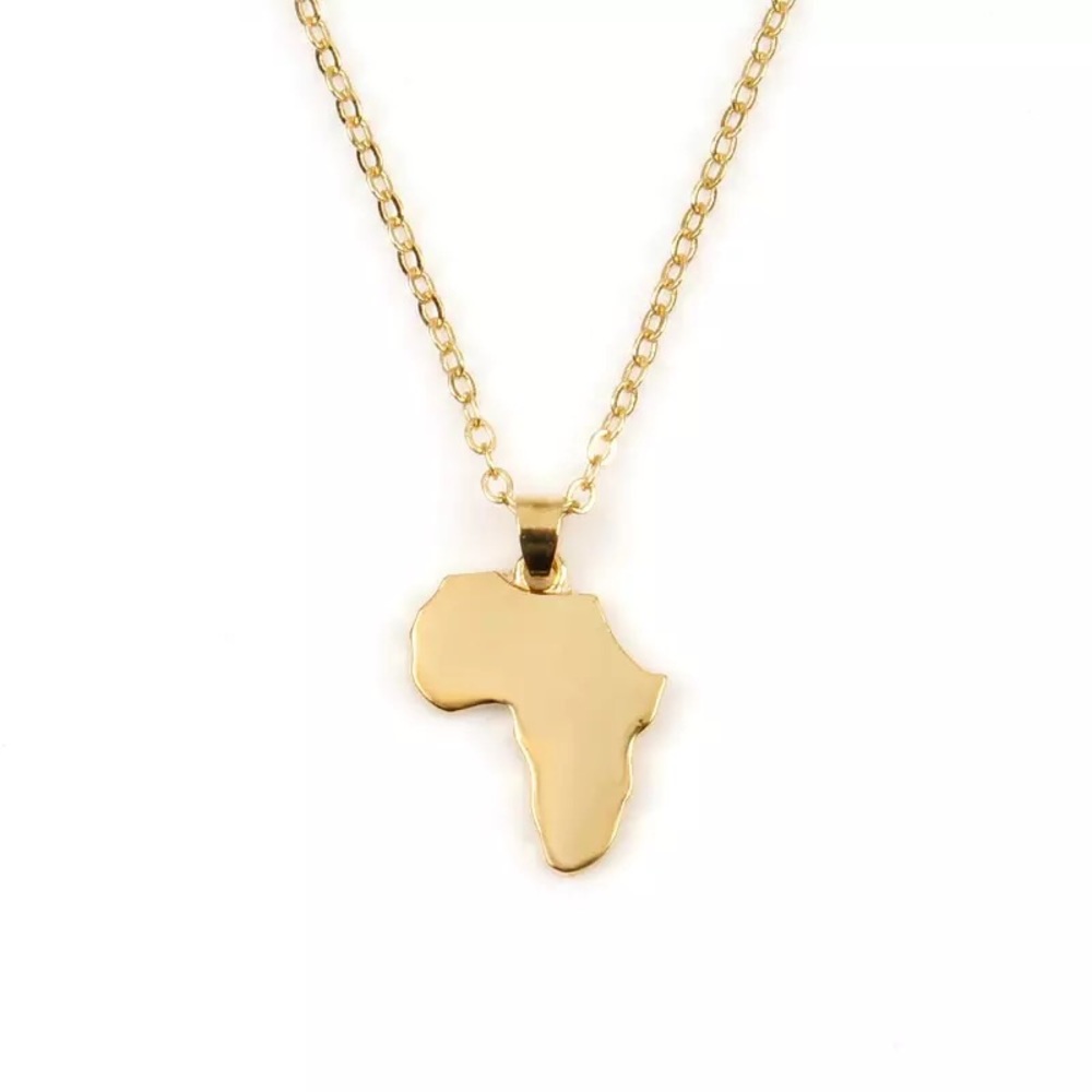 Mini Africa Map Necklace, Gold